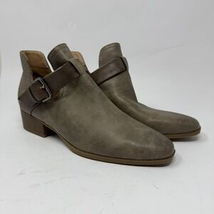 Wonderly Maeve Shoes Womens Size 8.5‎ Taupe Booties Block Heel Buckle Strap New